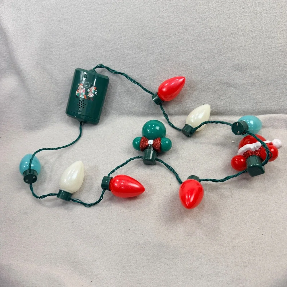 Disney Parks Mickey Minnie Christmas Light Up Musical Necklace Jingle Bells 2023